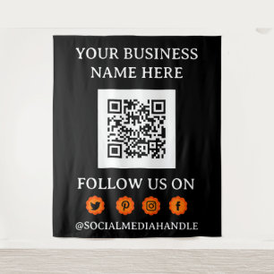 QR CODE & SOCIAL MEDIA Zakelijke Evenement Promoti Wandkleed