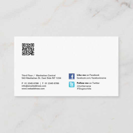 QR-code Sociale media Blauwe Waterverf Visitekaartje (Achterkant)