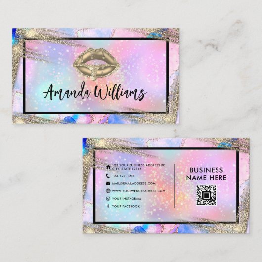 QR Code Sociale media pictogrammen Unieke schoonhe Visitekaartje (Voorkant / Achterkant)