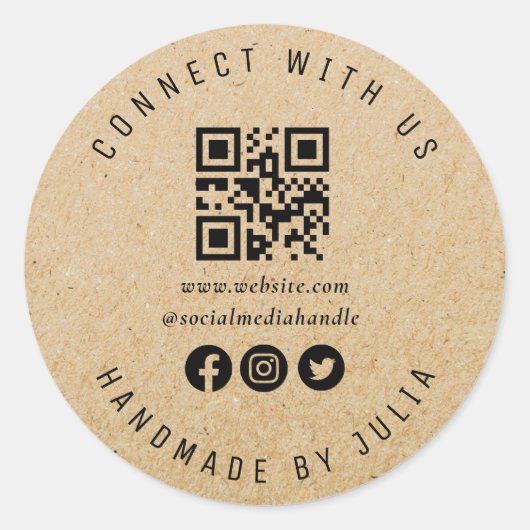 QR Code sociale media Ronde Sticker (Voorkant)