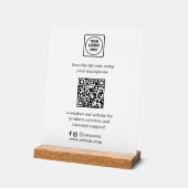 QR-code sociale media | Scan mij aangepaste bedrij Acryl Bord (Hoek)
