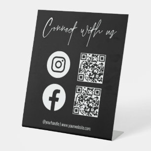 QR-code Sociale media verbinden met ons bedrijfsle Reclamebord Met Voetstuk