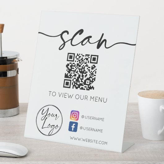 QR Code Sociale media White Reclamebord Met Voetstuk (Insitu)