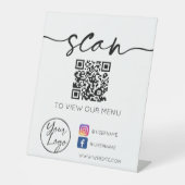 QR Code Sociale media White Reclamebord Met Voetstuk (Voorkant)