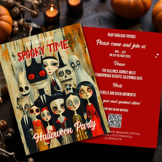 QR Code  Spooky Halloween Uitnodiging