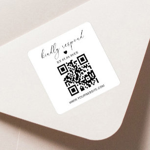 QR Code Square Return Label   RSVP-Sticker
