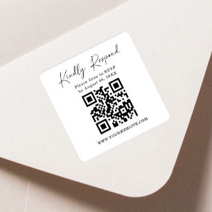 QR Code Square Return Label   RSVP-Sticker