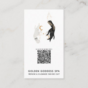 *~* QR Code sterren Moon Mystic Hands Gold Spa Visitekaartje