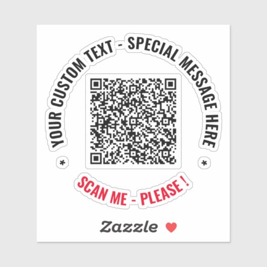 QR Code Sticker Scan Info Aangepaste tekst en kleu (Vel)