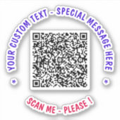 QR-code Sticker Scaninformatie en tekst - Uw kleur (Voorkant)