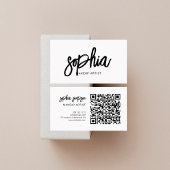 QR Code Stijlvol Script Girly Minimaal Wit Visitekaartje