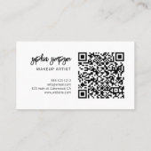 QR Code Stijlvol Script Girly Minimaal Wit Visitekaartje (Achterkant)