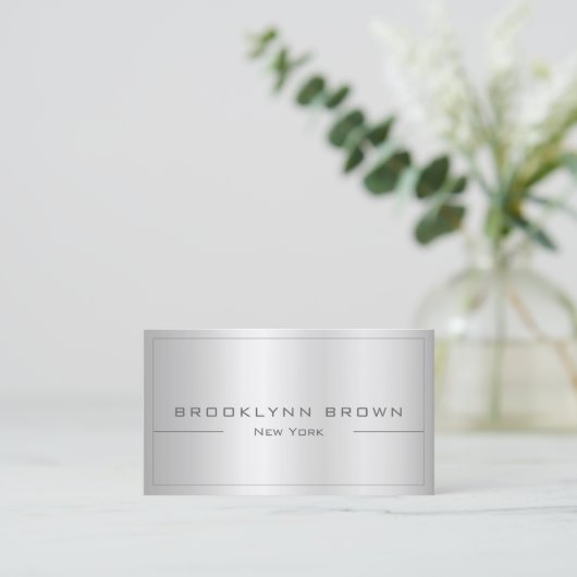 QR Code Stijlvolle Zilveren Grijze Kleurengradiënt Visitekaartje (Staand voorkant)