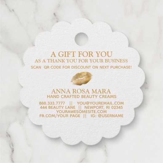 *~* QR code streepjescode - de zaken danken u goud Bedankjes Labels (Achterkant)