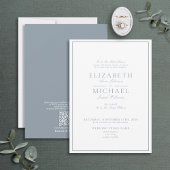 QR-code Stusty Blue Classic Script Weddenschap Kaart