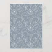 QR-code Stusty Blue Floral Wedding Details Informatiekaartje (Achterkant)