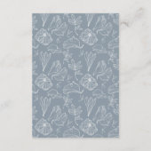 QR-code Stusty Blue Floral Wedding Details Informatiekaartje (Achterkant)