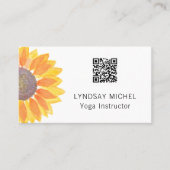 QR Code Sunflower Yoga Instructeur Carte de visite (Devant)