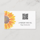 QR-code Sunflower Yoga Instructor Visitekaartje (Voorkant)