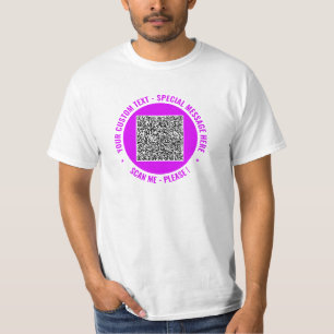 QR Code T-shirt met aangepaste tekst en uw kleuren