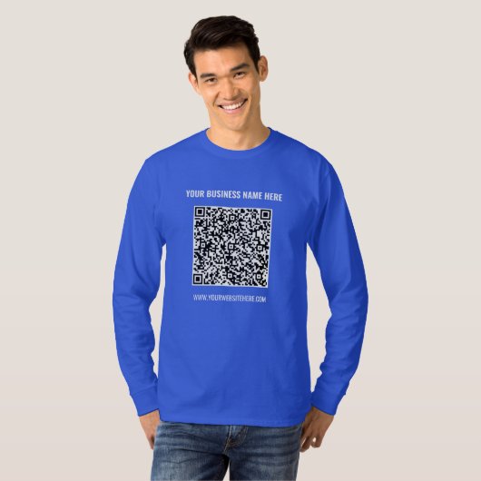 QR Code T-shirt Uw bedrijfsnaam Website Info (Voorkant volledig)