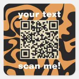 QR-code Tan Brown en Zwart Helder Modern Vierkant Vierkante Sticker