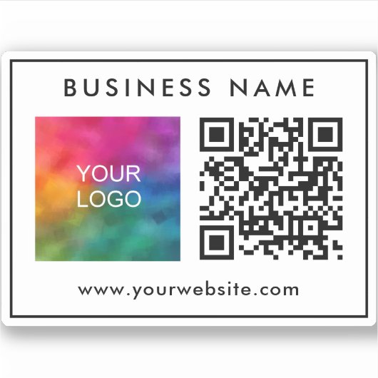 QR Code Tekst Business Logo Eenvoudige Aangepaste  Sticker (Voorkant)