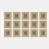 QR Code Tekst Business Scan voor Menu Bruin Papier Labels (Vel)
