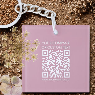 QR Code Tekst Modern Minimalistisch Acryl Sleutelhanger