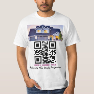 QR-code, tekstfoto of logo T-shirt