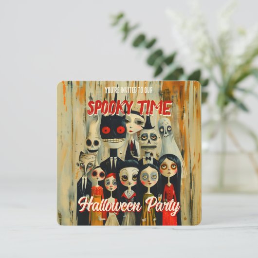 QR Code Temps Éffrayant Halloween Invitation (Debout devant)