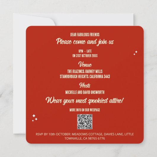 QR Code Temps Éffrayant Halloween Invitation (Dos)