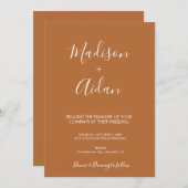 QR Code Terracotta Calligraphie Faire-part de mari (Devant / Derrière)