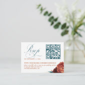 QR-code Terracotta Floral Wedding RSVP Informatiekaartje (Staand voorkant)