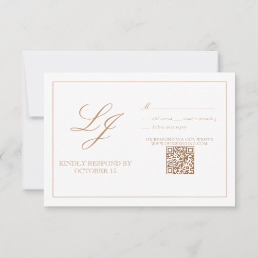 QR Code Terracotta Script Monogramme Mariage RSVP (Dos)