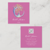 QR Code titel Yoga Classes School Instructor Logo Vierkante Visitekaartje (Voorkant / Achterkant)