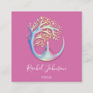 QR Code titel Yoga Classes School Instructor Logo Vierkante Visitekaartje