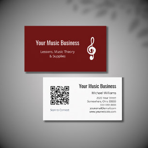 QR code Treble Clef Professionele Muzikale Rood Visitekaartje