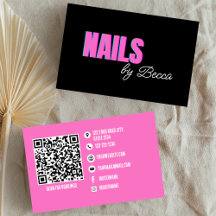 QR Code Trendy Hot Pink Minimal Nail Tech