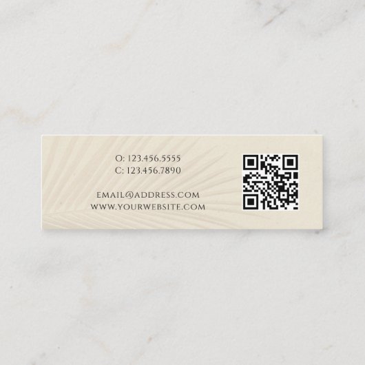 QR Code Tropical Palm Mini Carte de visite (Dos)