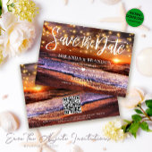 QR Code - Tropical Sunset Beach Save the Date Kaar Kaart
