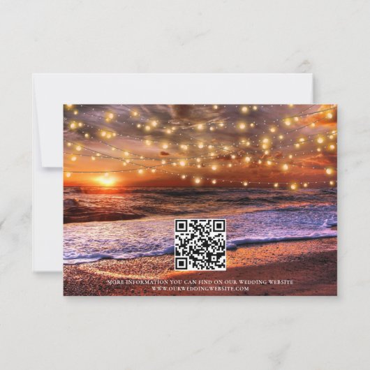QR Code - Tropical Sunset Beach Save the Date Kaar Kaart (Achterkant)