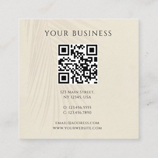 QR-code Tropisch palmvierkant Visitekaartje (Achterkant)