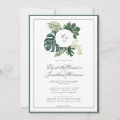 QR-code Tropische monstera orchideeën Monogram Fot Kaart (Voorkant)