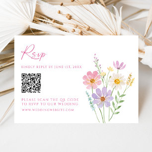 QR-code trouw-RSVP-kaart voor wilde bloementuin RSVP Kaartje