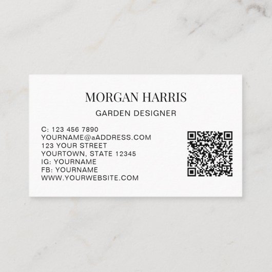 QR Code Tuinontwerper Waterverf Groen Visitekaartje (Achterkant)