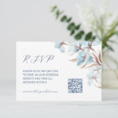 QR-code | Turquoise Bloemen Informatiekaartje (Staand voorkant)