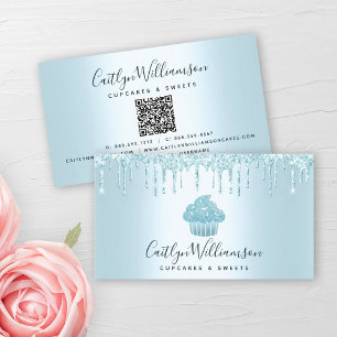 QR-code Turquoise Cupcake Drift Bakery Pastry Chef Visitekaartje