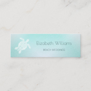 QR Code Turquoise Witte Turtle Beach Thema Mini Visitekaartje