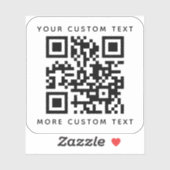 QR-code twee regels tekst boven en onder vierkant Sticker (Vel)